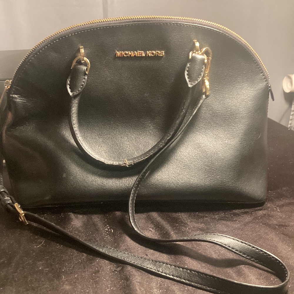 Michael Kors Saffiano Emmy Black Leather Satchel